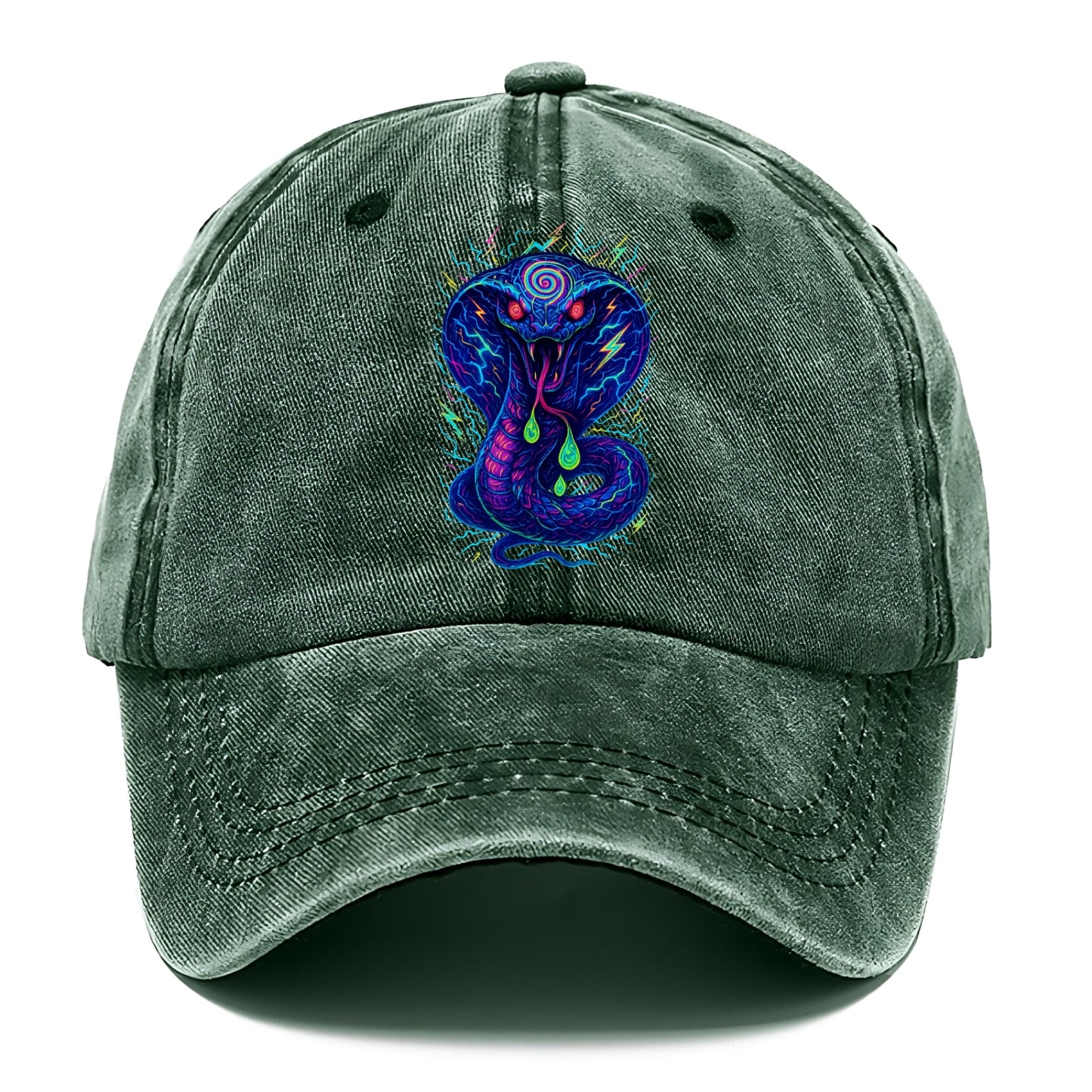 Mesmerizing cobra with hypnotic spiral patterns in the hood, scales that shimmer with - Classic Cap - Forest Mist(Green)