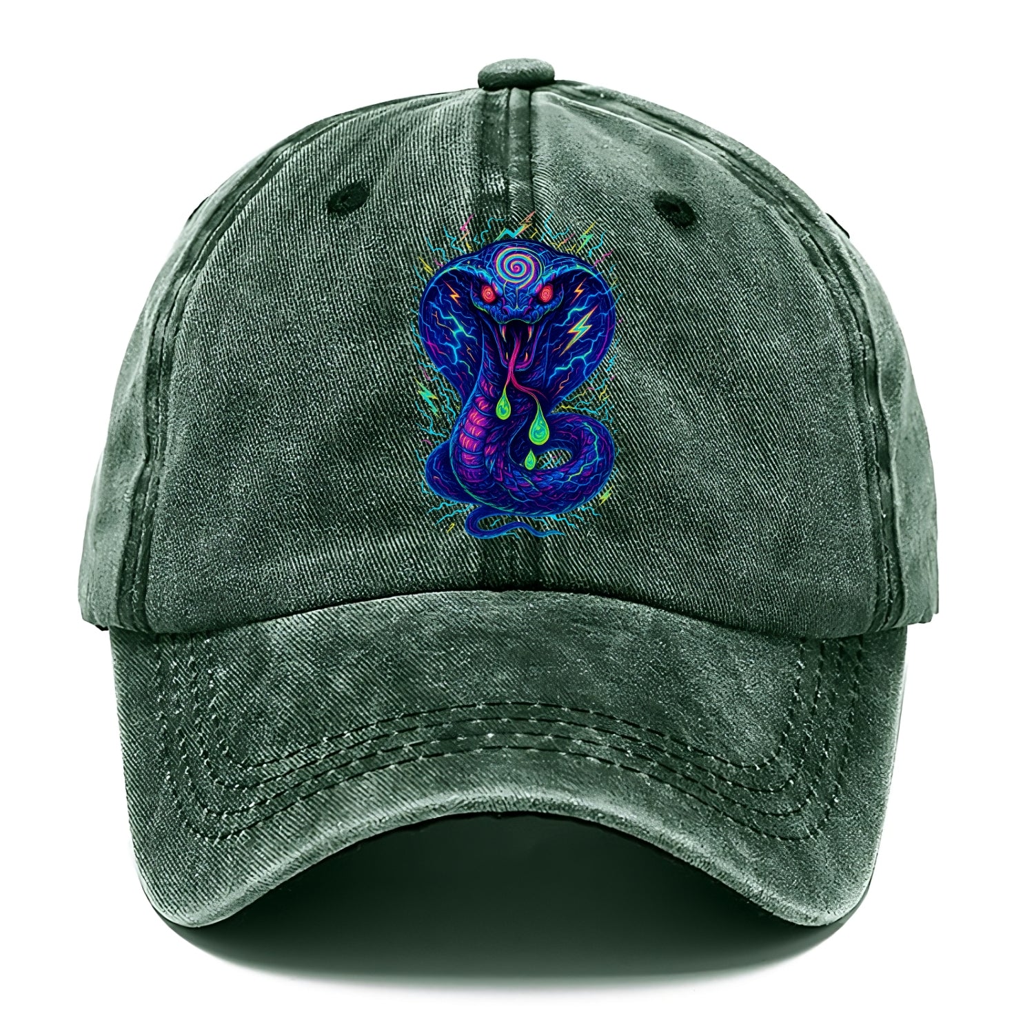 Mesmerizing cobra with hypnotic spiral patterns in the hood, scales that shimmer with - Classic Cap - Forest Mist(Green)