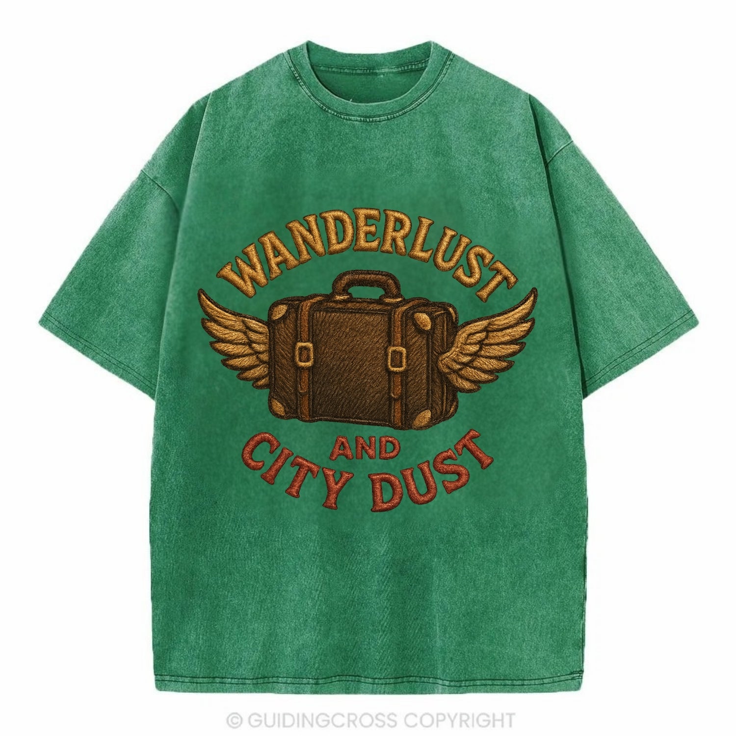 Wanderlust And City Dust  - Vintage T-shirt - Forest Mist(Green)