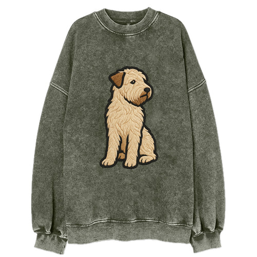 Soft Coated Wheaten Terrier - Light tan flowing coat embroidered pose - Vintage Sweatshirt
