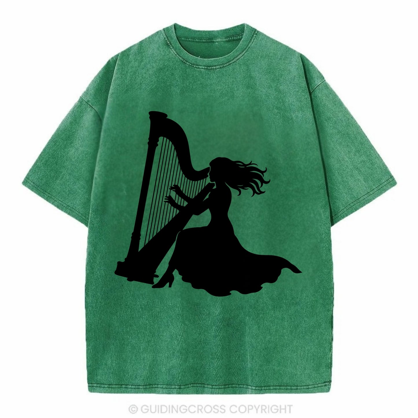 Harpist playing ethereal melody - Vintage T-shirt - Forest Mist(Green)