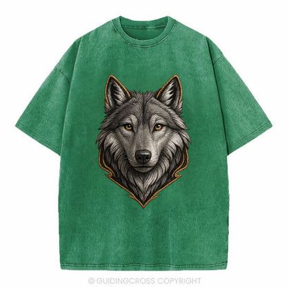 Wolf Totem  - Vintage T-shirt - Forest Mist(Green)