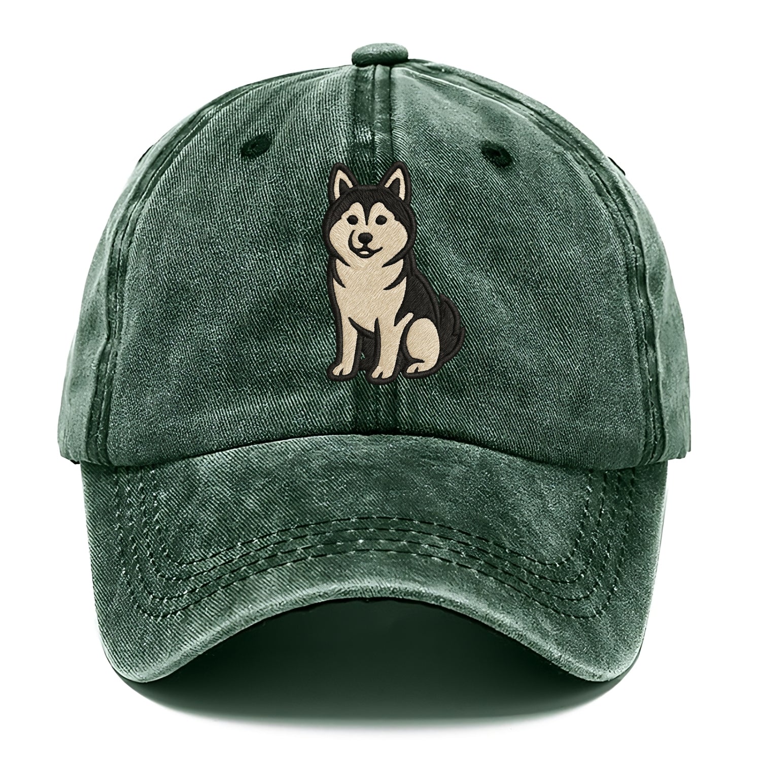 Pomsky - Pomeranian-Husky mix sitting po Classic Cap - Forest Mist(Green)