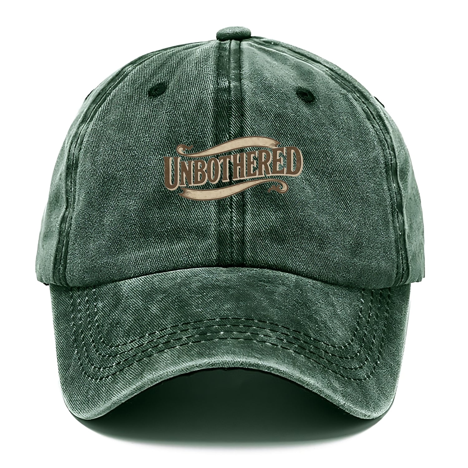 Bold typography design - "UNBOTHERED" - not affected, staying calm - Classic Cap - Forest Mist(Green)