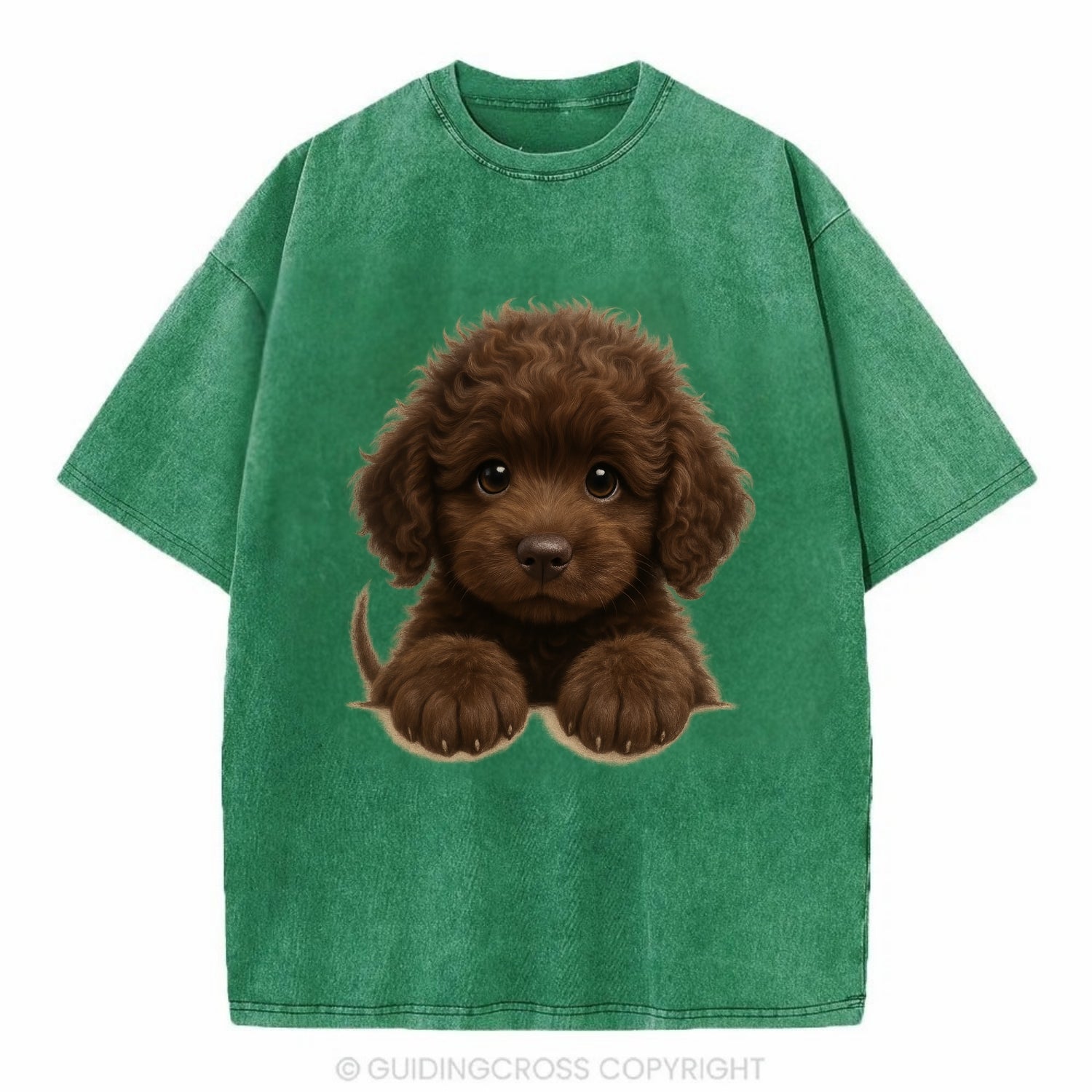 Irish Water Spaniel  - Vintage T-shirt - Forest Mist(Green)