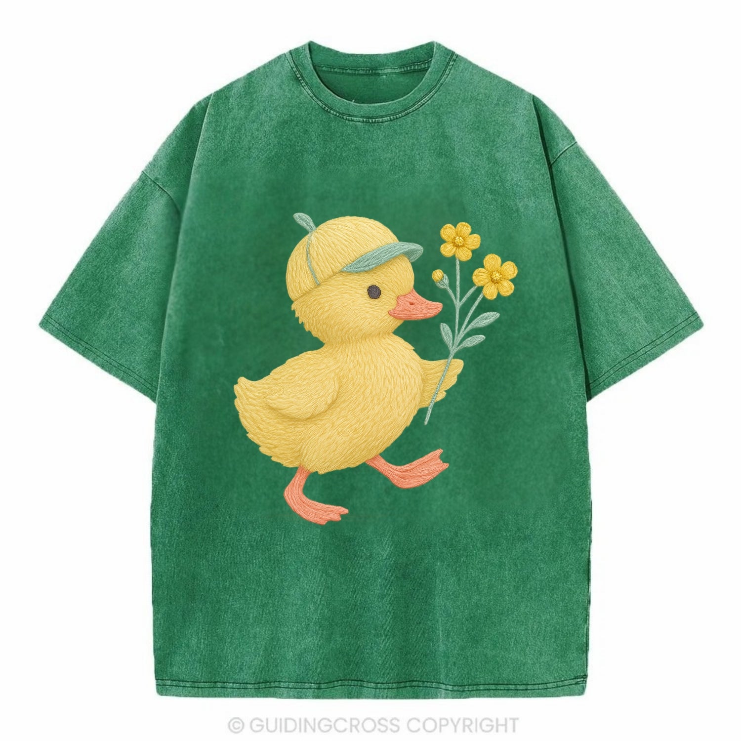 Yellow Duckling - Vintage T-shirt - Forest Mist(Green)