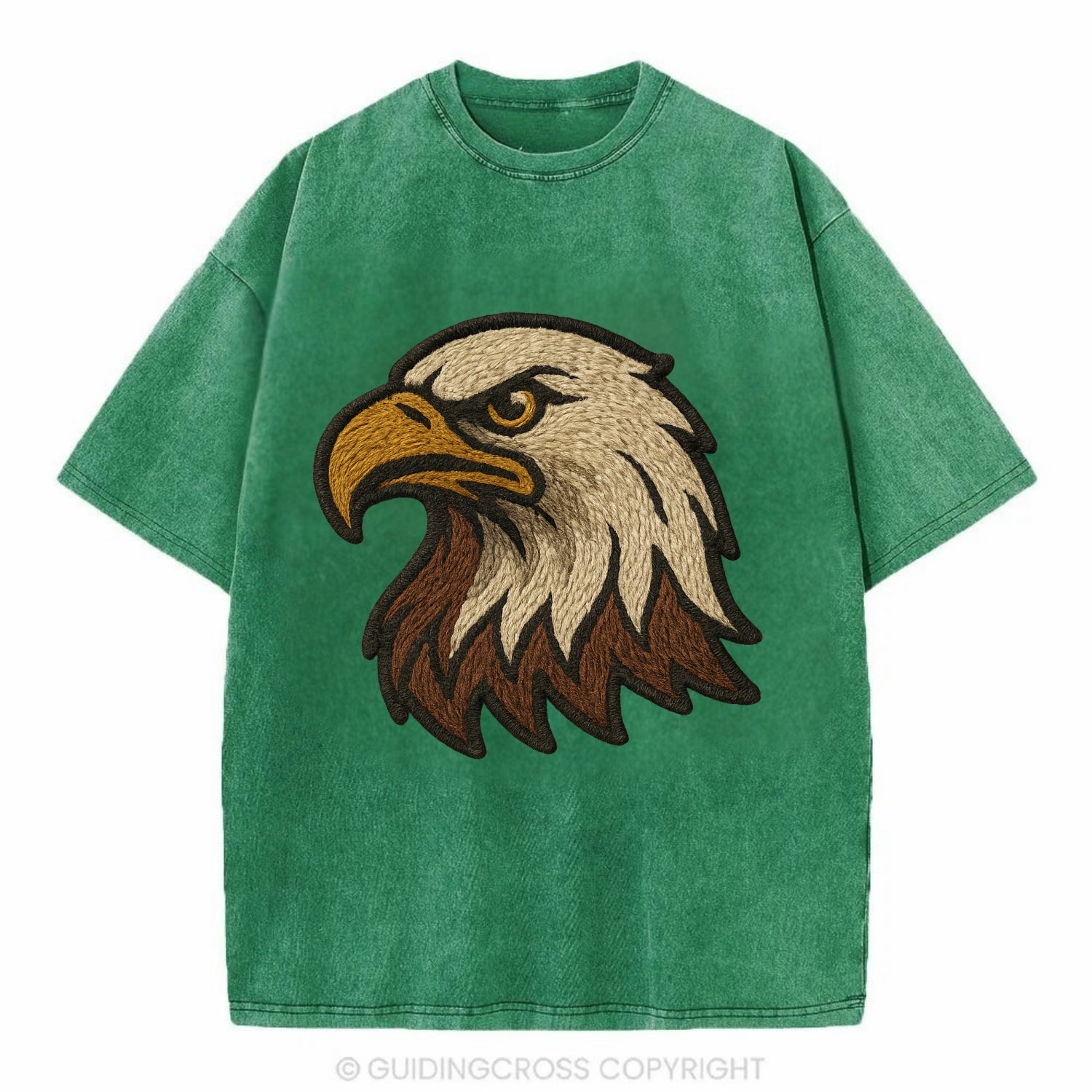 American Eagle Head  - Vintage T-shirt - Forest Mist(Green)