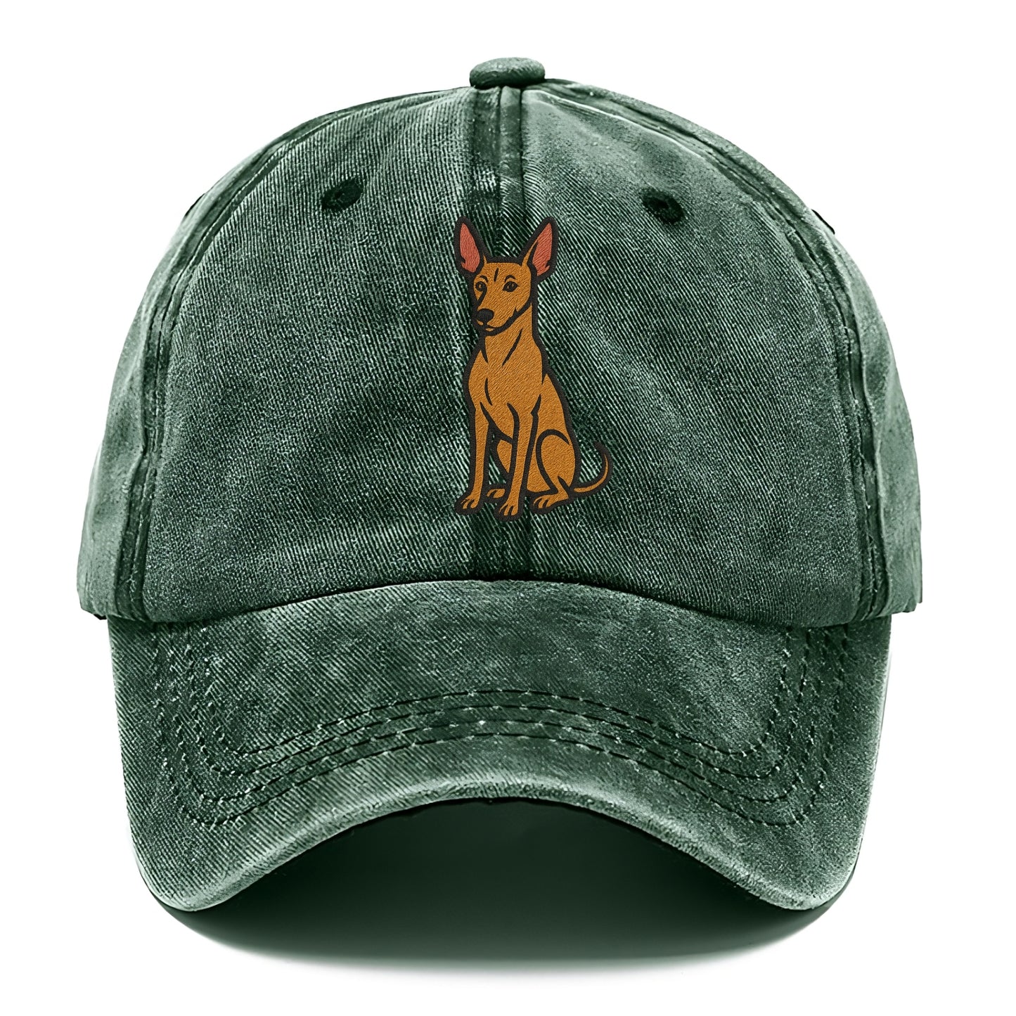 Pharaoh Hound - Tan colored embroidered pose - Classic Cap - Forest Mist(Green)