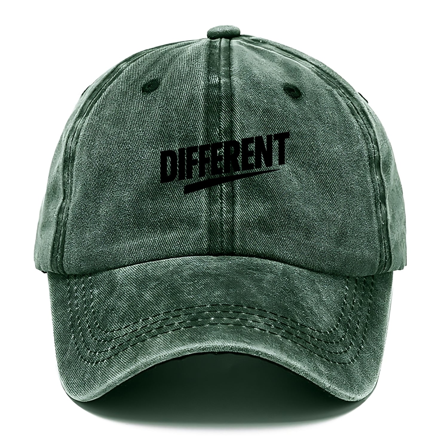 Bold typography design - "DIFFERENT" - standing out, not following crowd - Classic Cap - Forest Mist(Green)