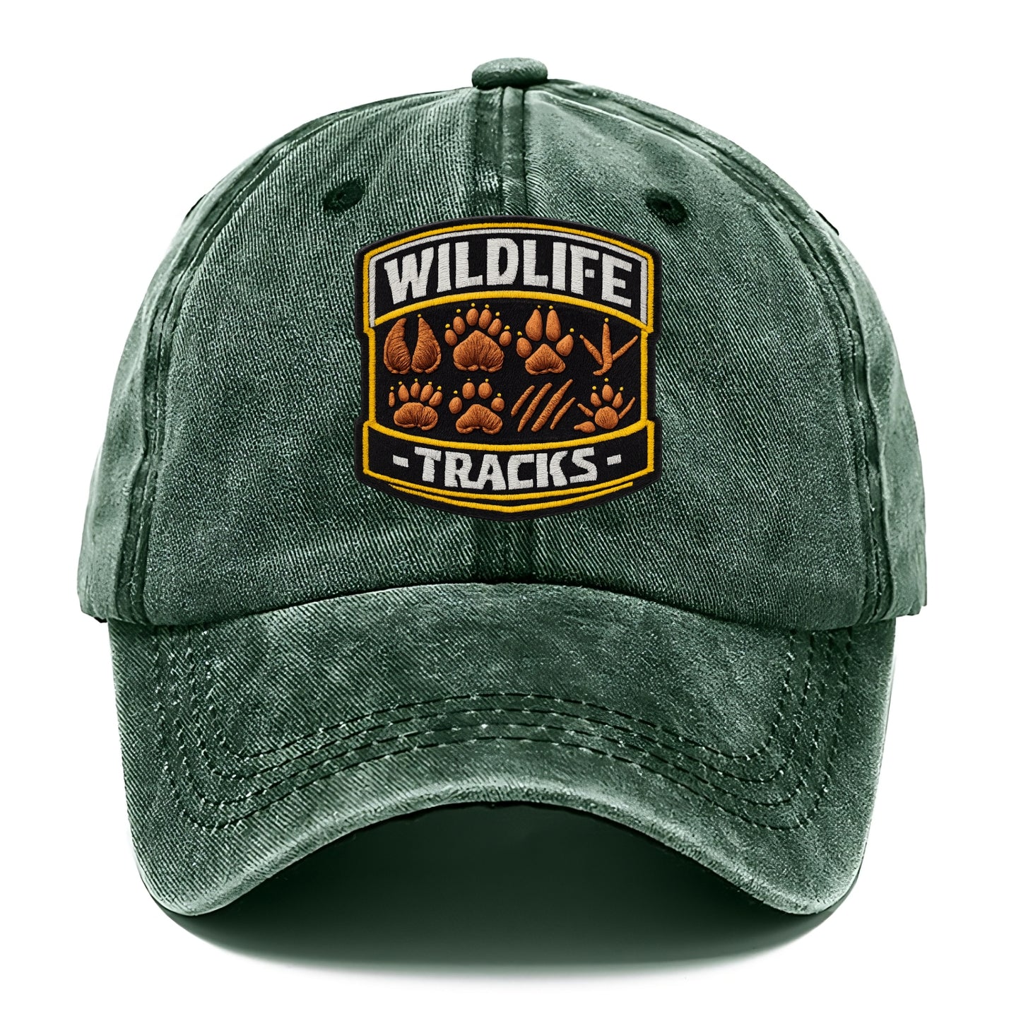WILDLIFE TRACKS - animal footprints in brown , tracker - Classic Cap - Forest Mist(Green)