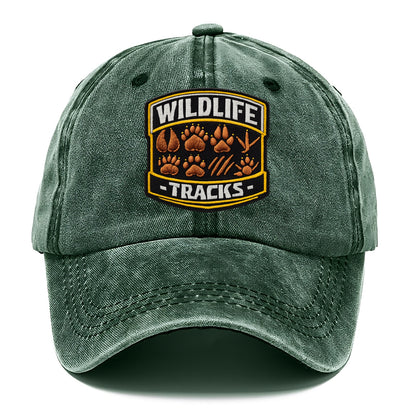 WILDLIFE TRACKS - animal footprints in brown , tracker - Classic Cap - Forest Mist(Green)