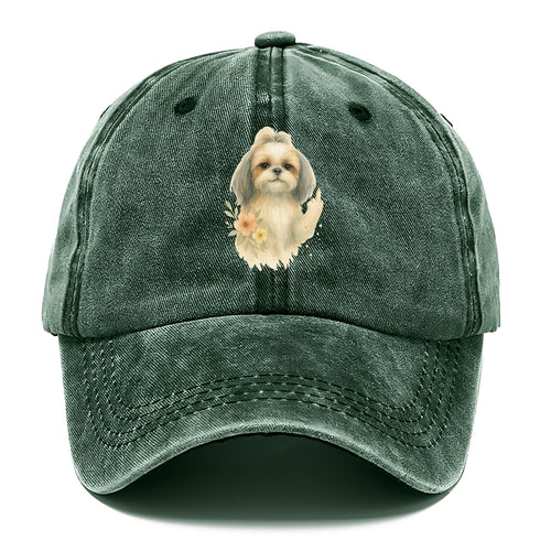 Shih Tzu with long flowing silky hair, tiny paw showing attitude - Classic Cap