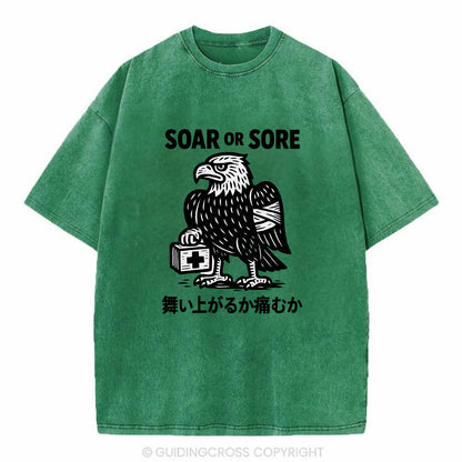 Soar or Sore - Eagle with bandaged wing Vintage T-shirt - Forest Mist(Green)