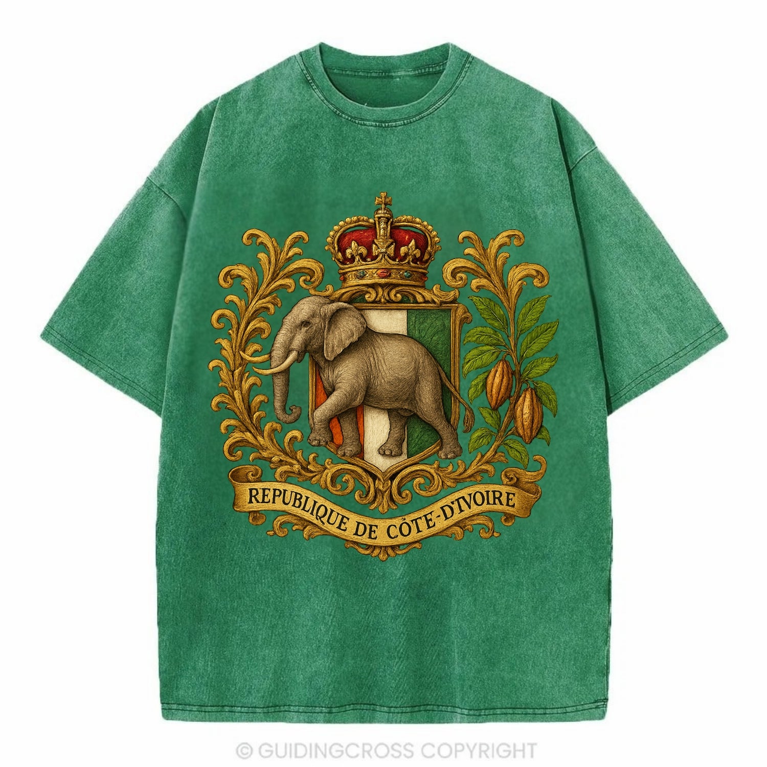 Ivory Coast Heritage Badge  - Vintage T-shirt - Forest Mist(Green)