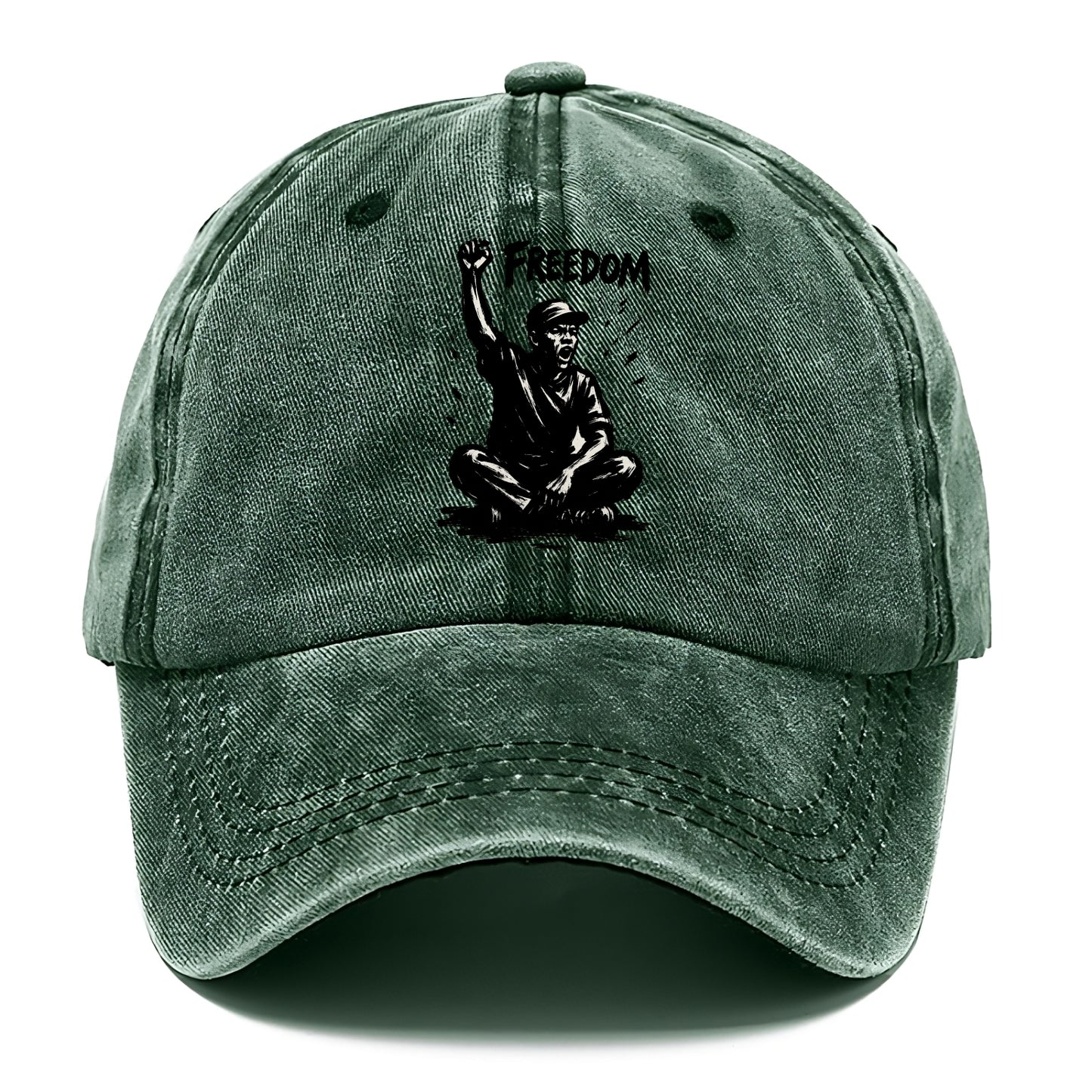 Sit-in protest figure - civil disobedience ink art - Classic Cap - Forest Mist(Green)