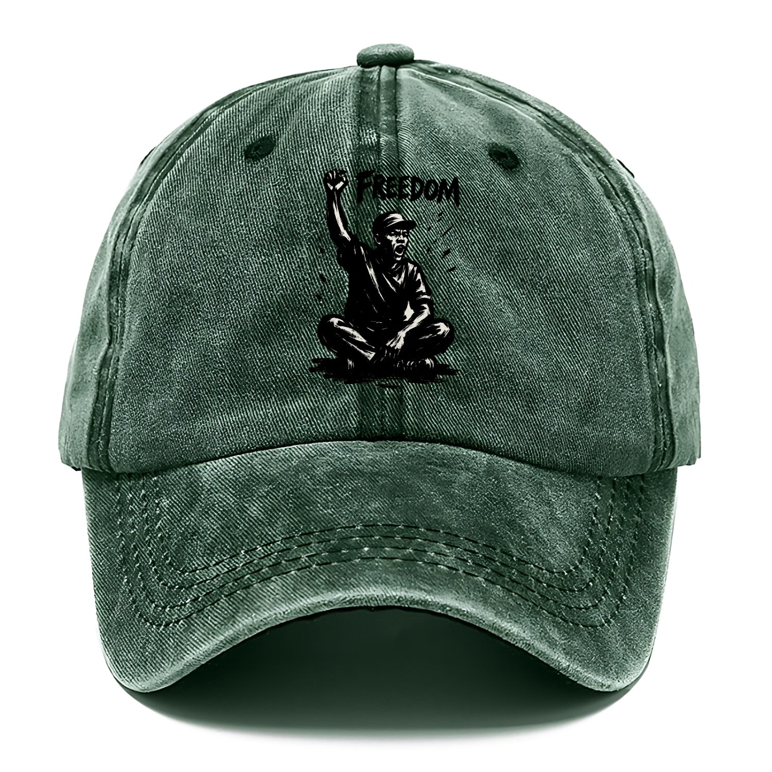 Sit-in protest figure - civil disobedience ink art - Classic Cap - Forest Mist(Green)