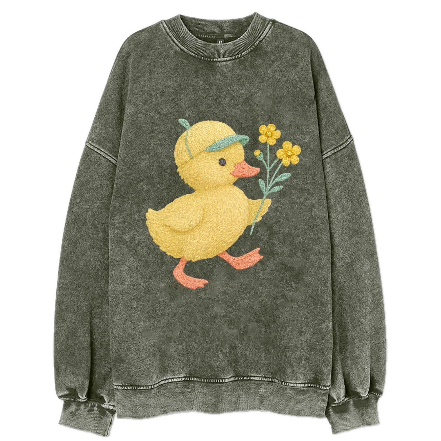 Yellow Duckling - Vintage Sweatshirt - Forest Mist(Green)