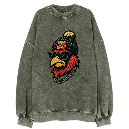 Louisville Cardinal wearing Louisville beanie with L patch - Vintage Sweatshirt - Forest Mist(Green)