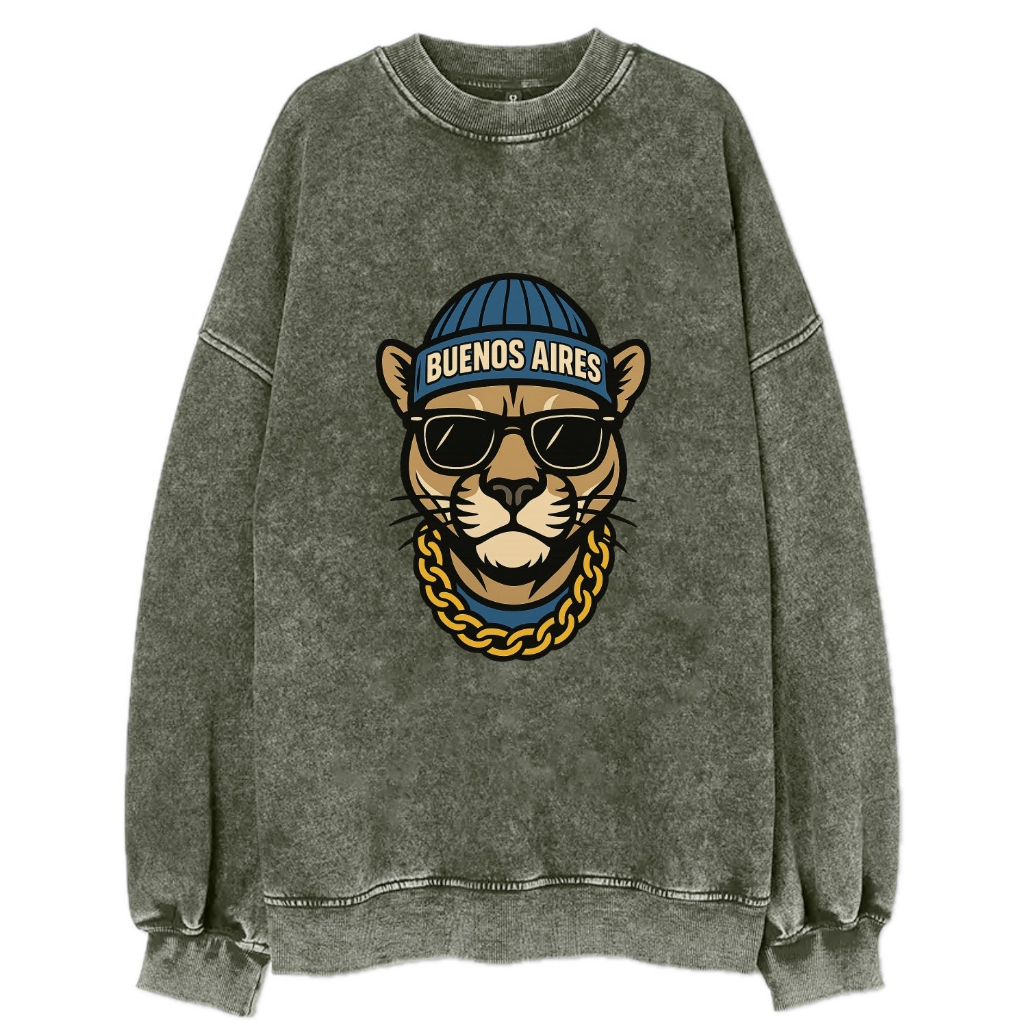 Buenos Aires Puma - Vintage Sweatshirt - Forest Mist(Green)