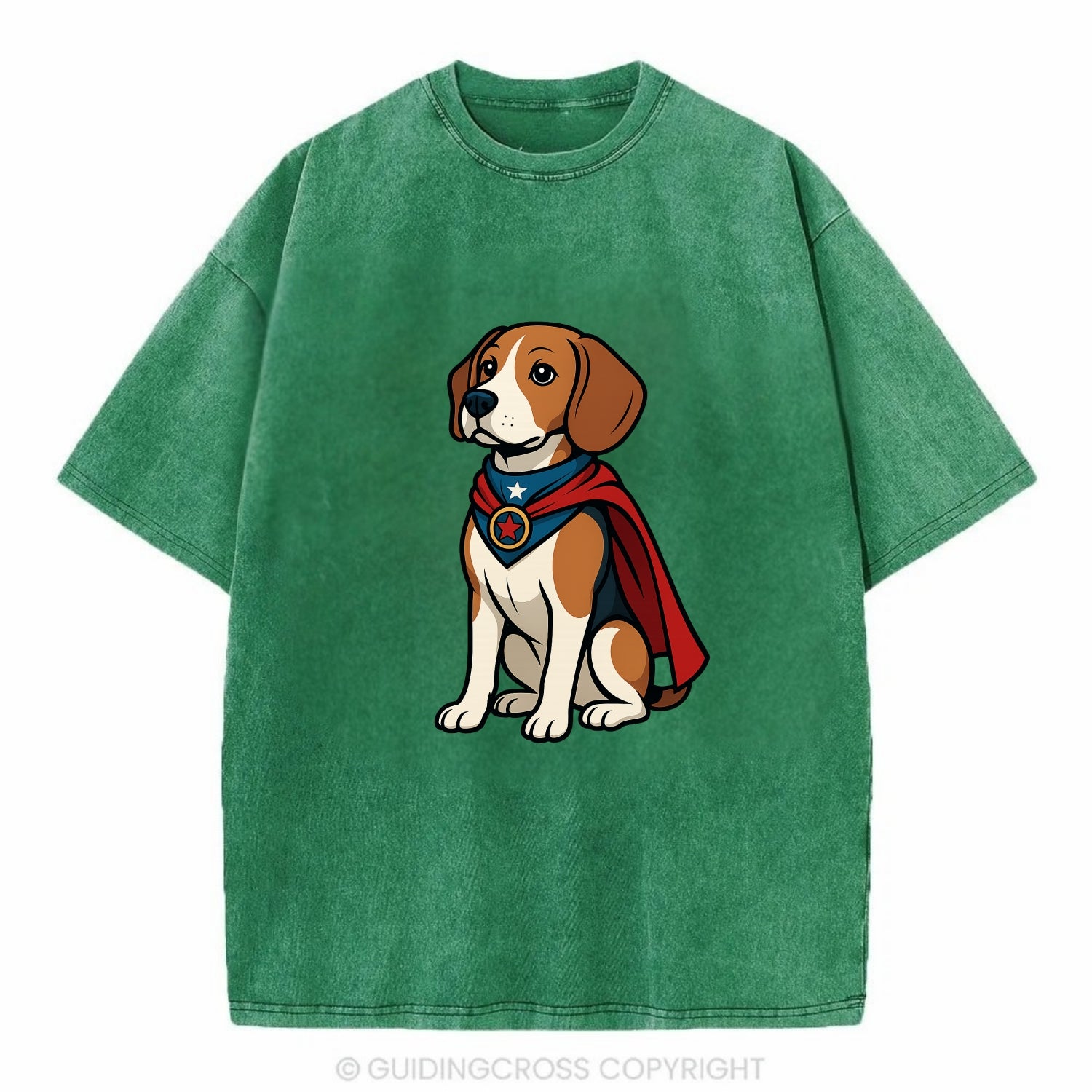 Beagle Patriotic Hero  - Vintage T-shirt - Forest Mist(Green)