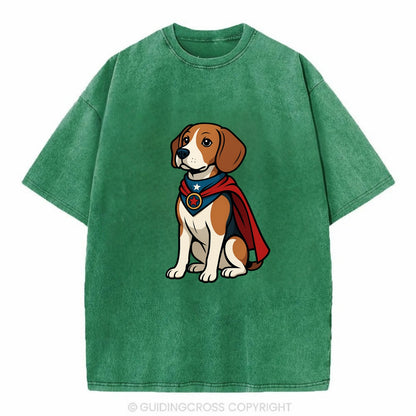 Beagle Patriotic Hero  - Vintage T-shirt - Forest Mist(Green)