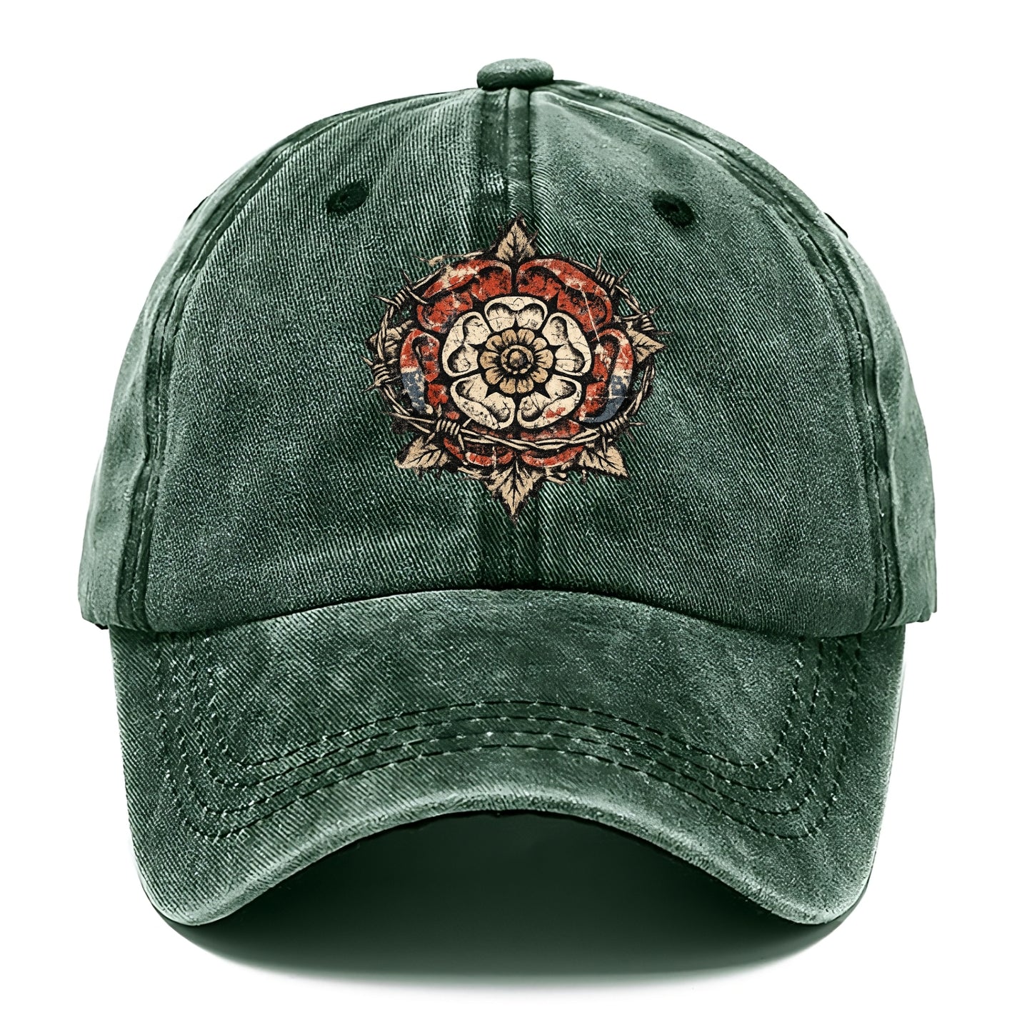 THORNED ROSE | Tudor rose with thorns | Barbed wire integration | Beautiful danger | - Classic Cap - Forest Mist(Green)