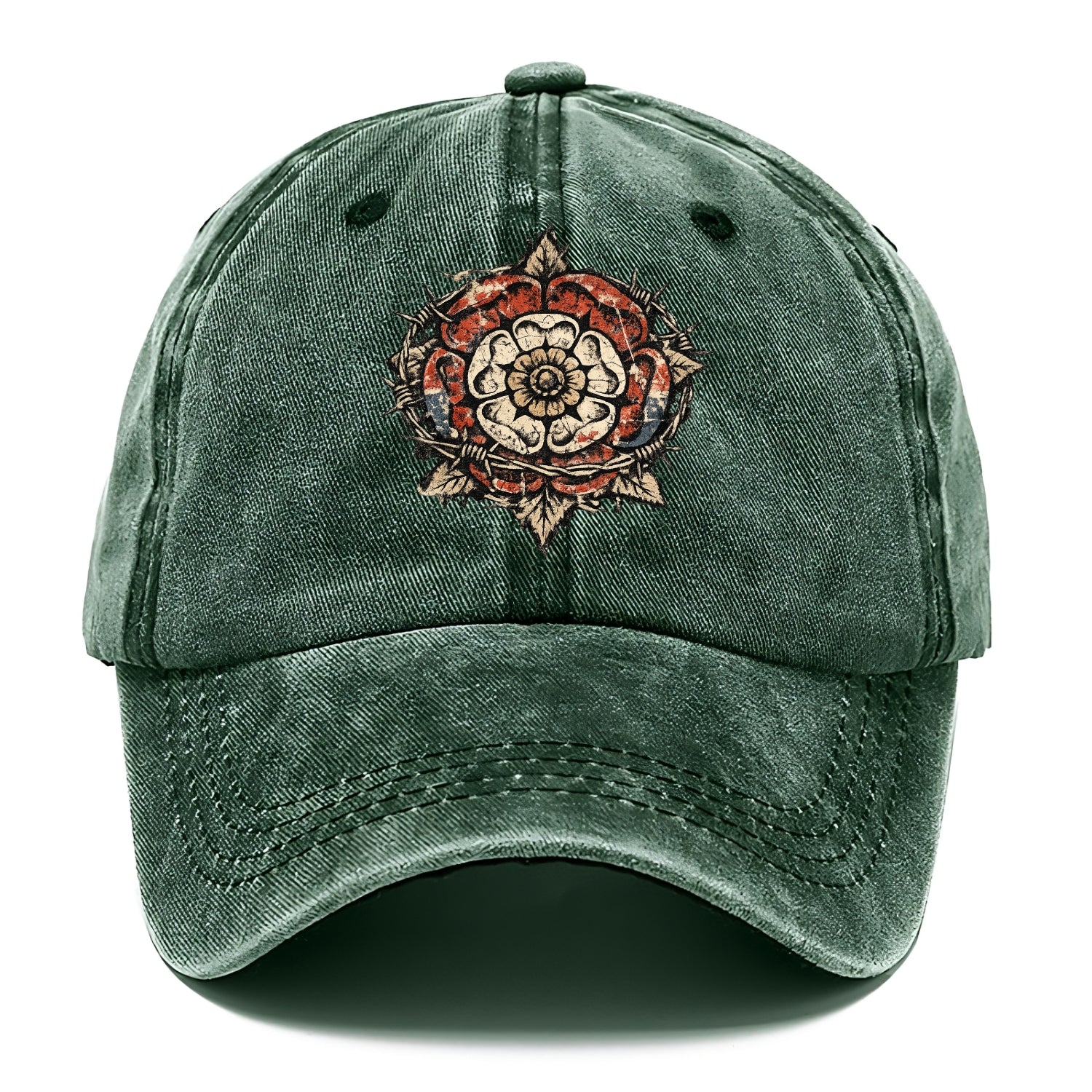 THORNED ROSE | Tudor rose with thorns | Barbed wire integration | Beautiful danger | - Classic Cap - Forest Mist(Green)
