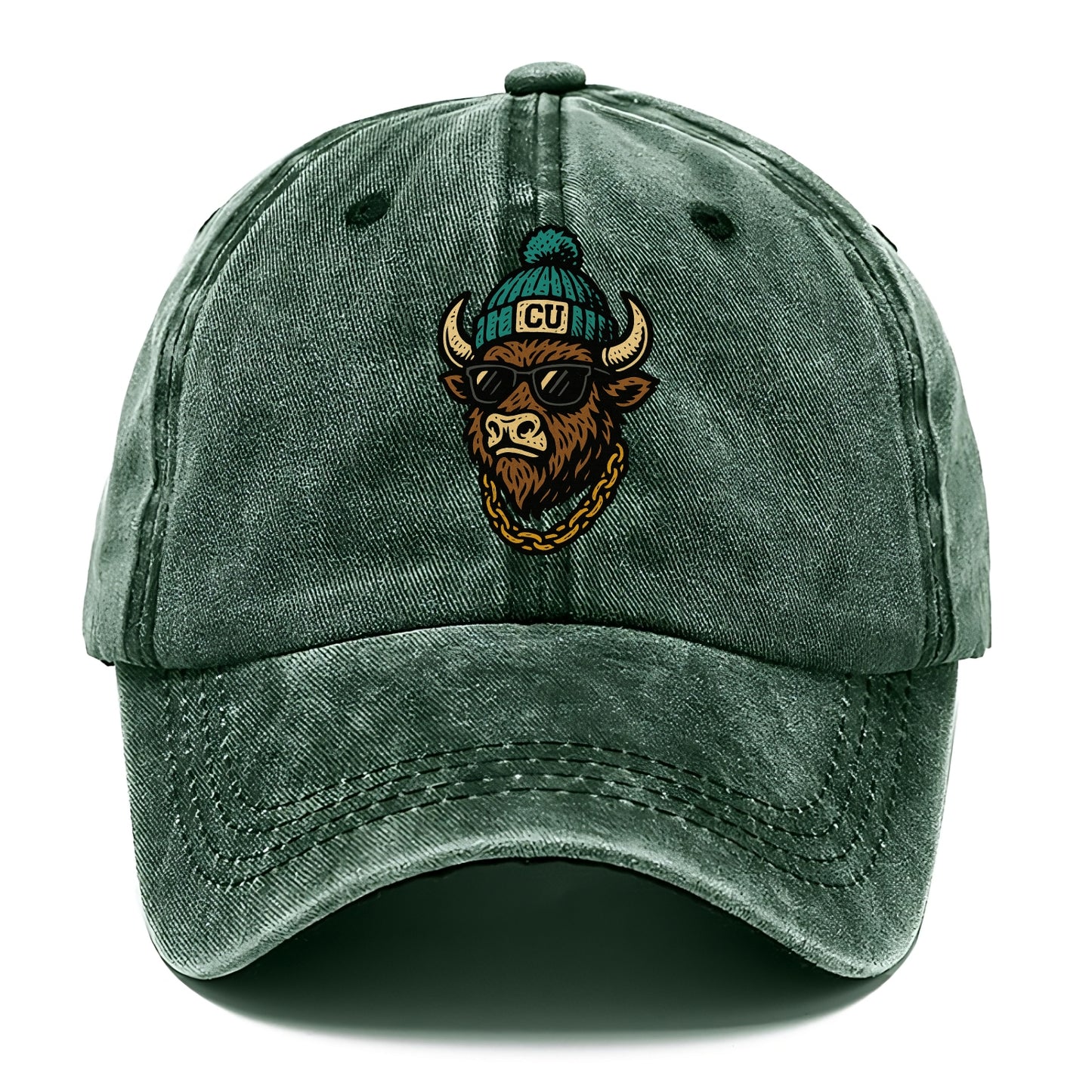 Boulder Ralphie wearing Colorado beanie with CU patch - Classic Cap - Forest Mist(Green)