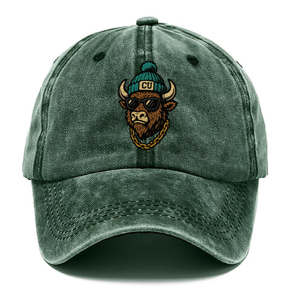 Boulder Ralphie wearing Colorado beanie with CU patch - Classic Cap - Forest Mist(Green)