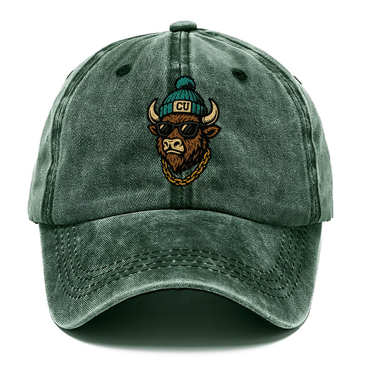 Boulder Ralphie wearing Colorado beanie with CU patch - Classic Cap - Forest Mist(Green)
