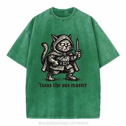 Sus Imposter Cat Spy  - Vintage T-shirt - Forest Mist(Green)