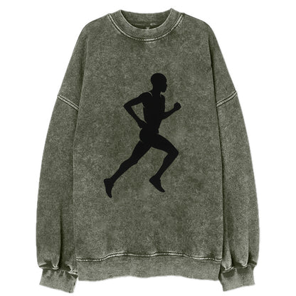 Kenyan distance runner stride - Vintage Sweatshirt - Forest Mist(Green)