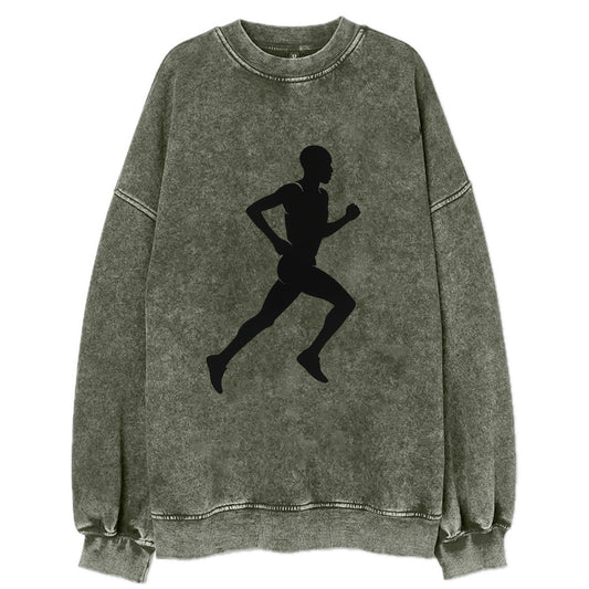 Kenyan distance runner stride - Vintage Sweatshirt - Forest Mist(Green)