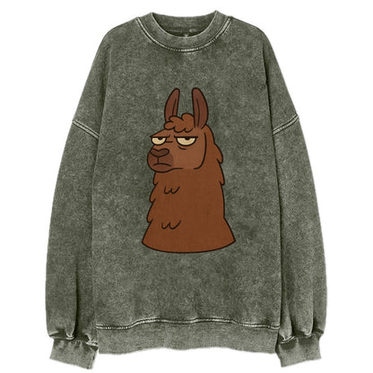 The Llama Judging Silently - Vintage Sweatshirt - Forest Mist(Green)