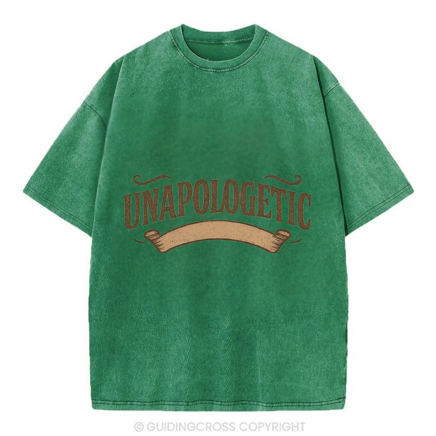 Bold typography design - "UNAPOLOGETIC" - no regrets, owning it - Vintage T-shirt - Forest Mist(Green)