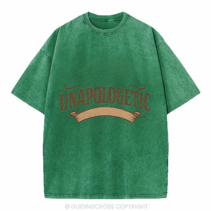 Bold typography design - "UNAPOLOGETIC" - no regrets, owning it - Vintage T-shirt - Forest Mist(Green)