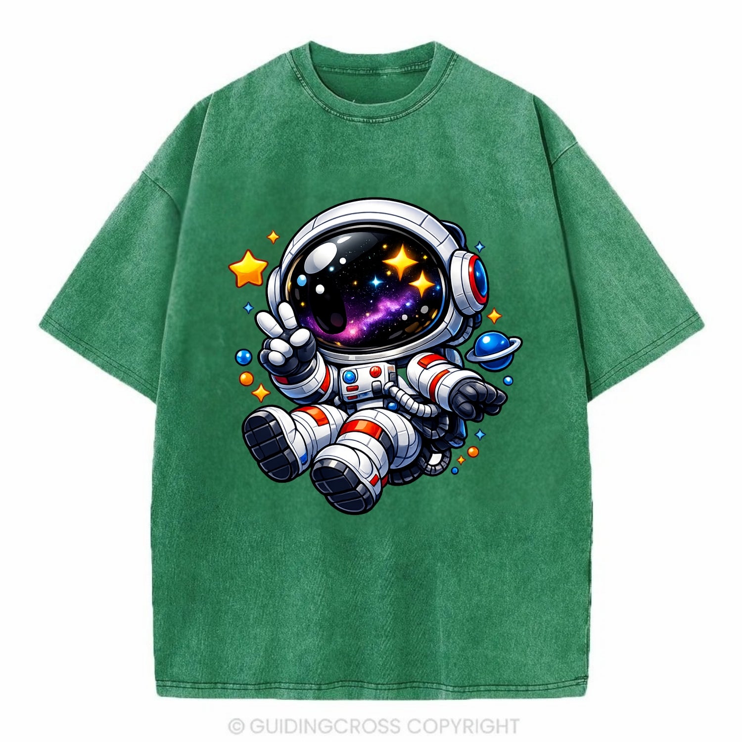 Space Explorer - Vintage T-shirt - Forest Mist(Green)