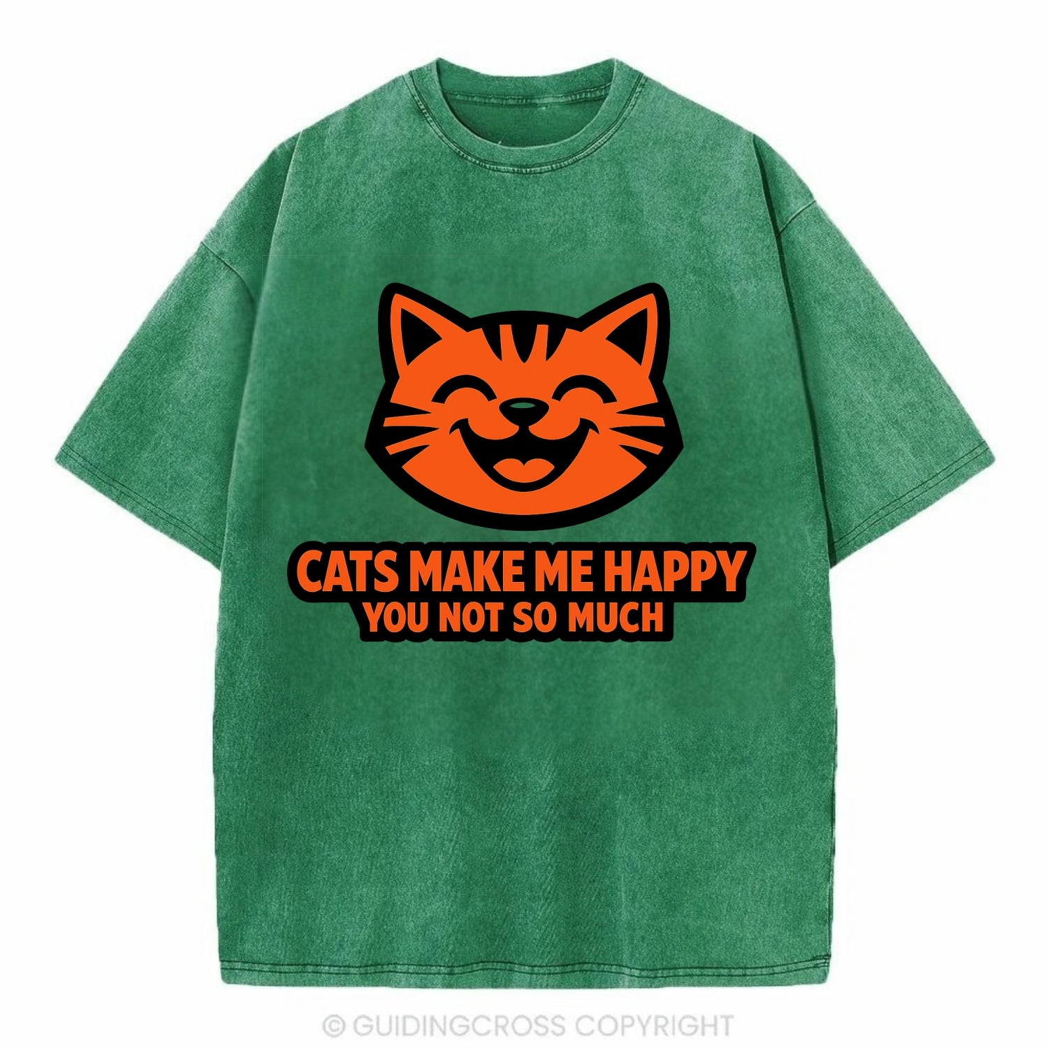 Feline Joy and Sassy Truths - Vintage T-shirt - Forest Mist(Green)
