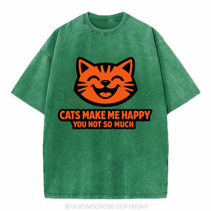 Feline Joy and Sassy Truths - Vintage T-shirt - Forest Mist(Green)