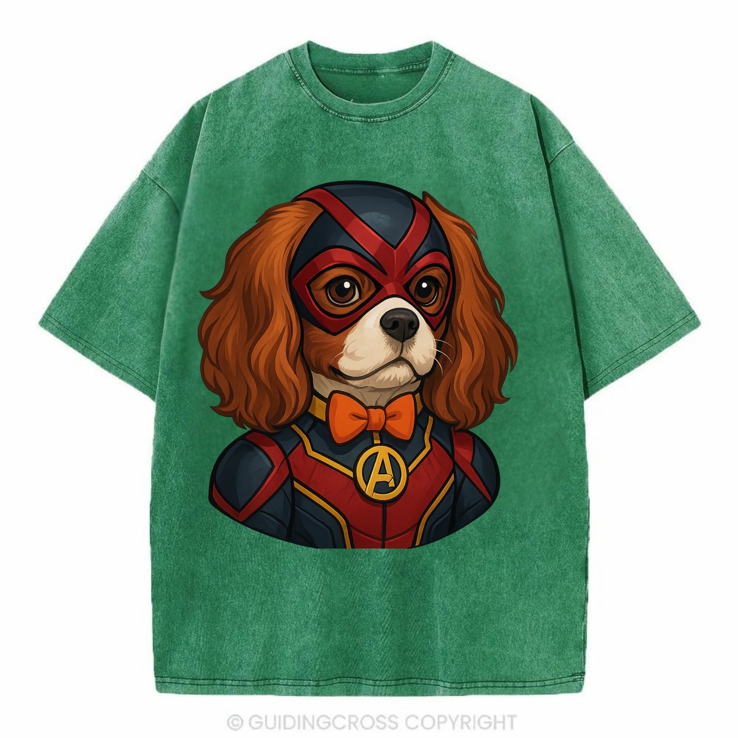 Cavalier King Charles Friendly Hero  - V Vintage T-shirt - Forest Mist(Green)