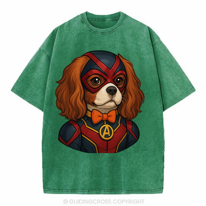 Cavalier King Charles Friendly Hero  - V Vintage T-shirt - Forest Mist(Green)