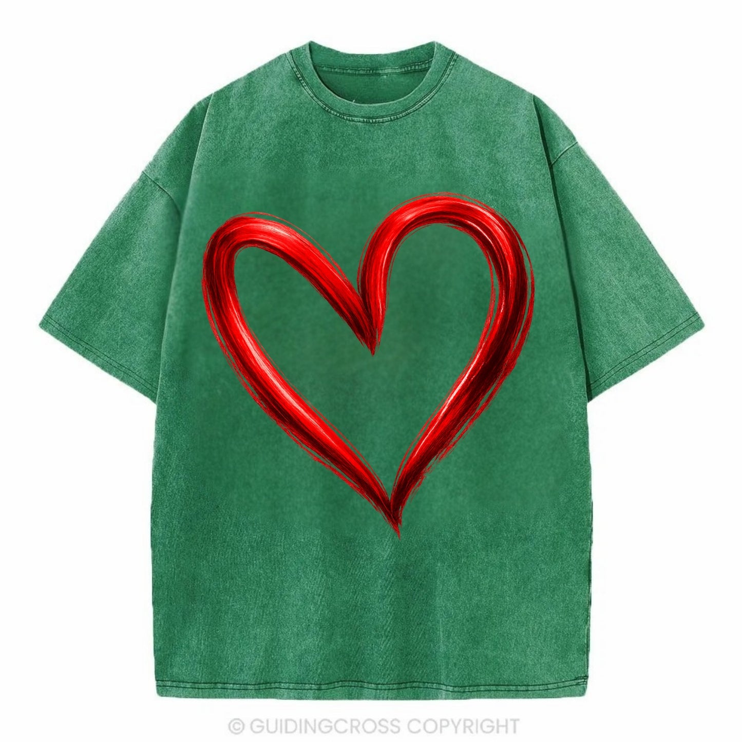 Love Heart - Vintage T-shirt - Forest Mist(Green)