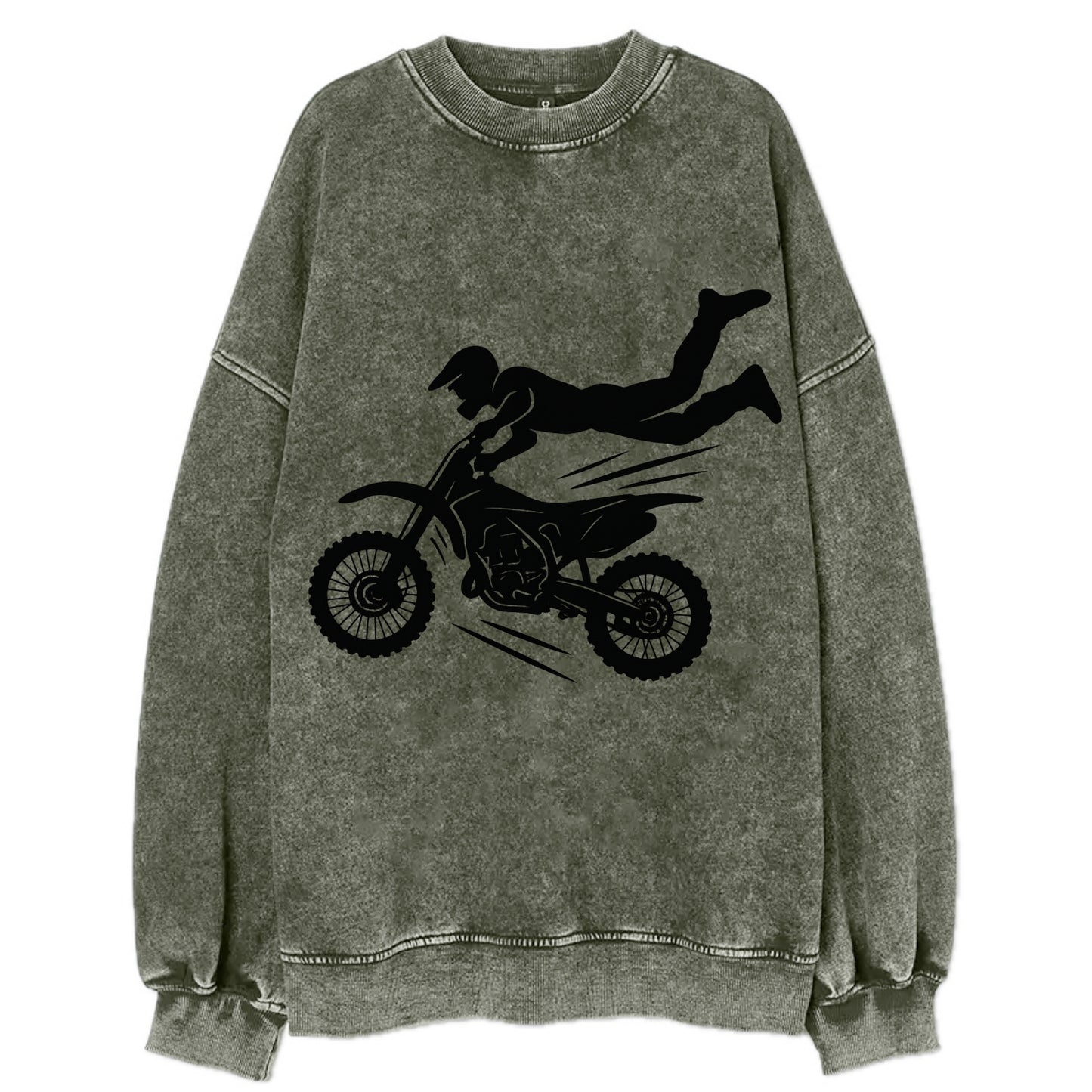 Motocross rider airborne trick - Vintage Sweatshirt - Forest Mist(Green)