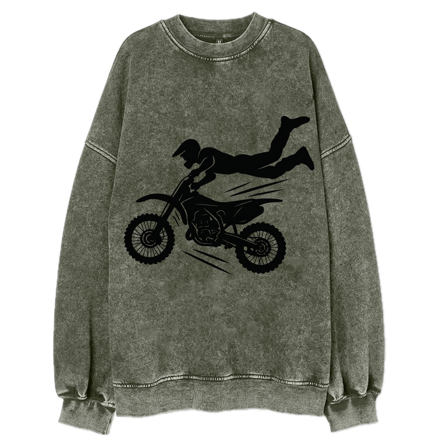 Motocross rider airborne trick - Vintage Sweatshirt - Forest Mist(Green)