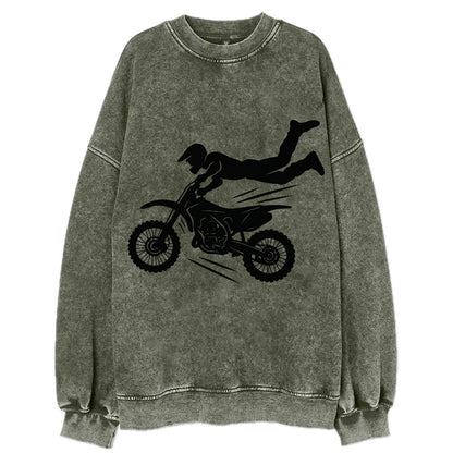 Motocross rider airborne trick - Vintage Sweatshirt - Forest Mist(Green)