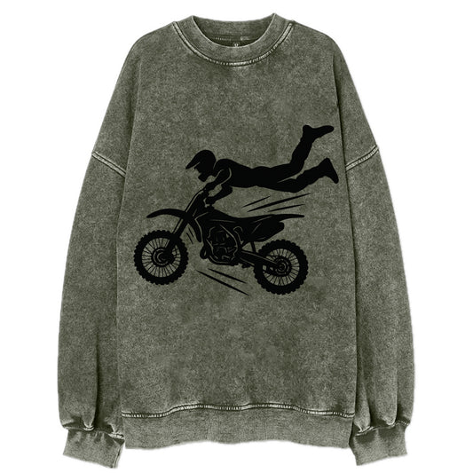 Motocross rider airborne trick - Vintage Sweatshirt - Forest Mist(Green)