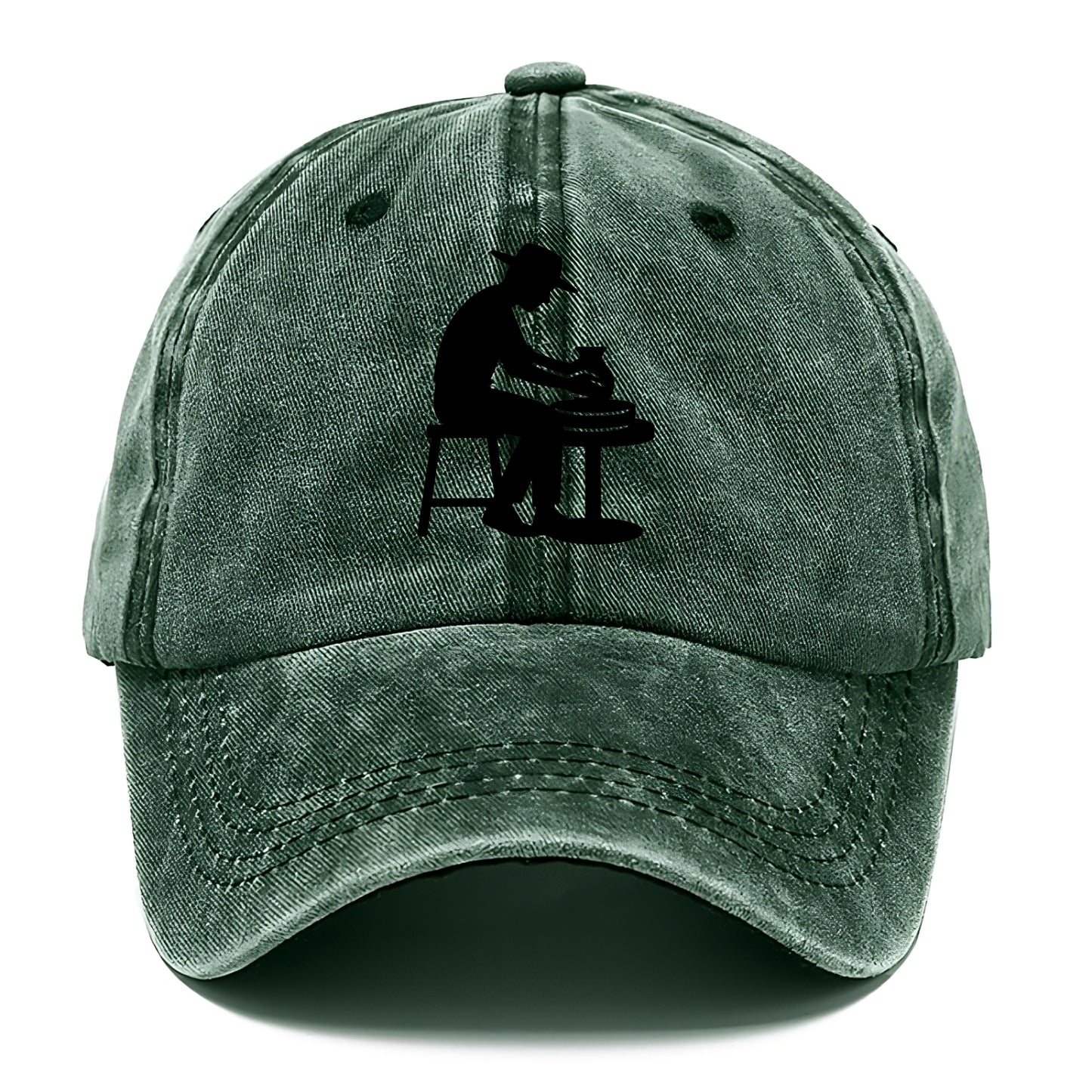 Potter shaping clay on wheel - Classic Cap - Forest Mist(Green)