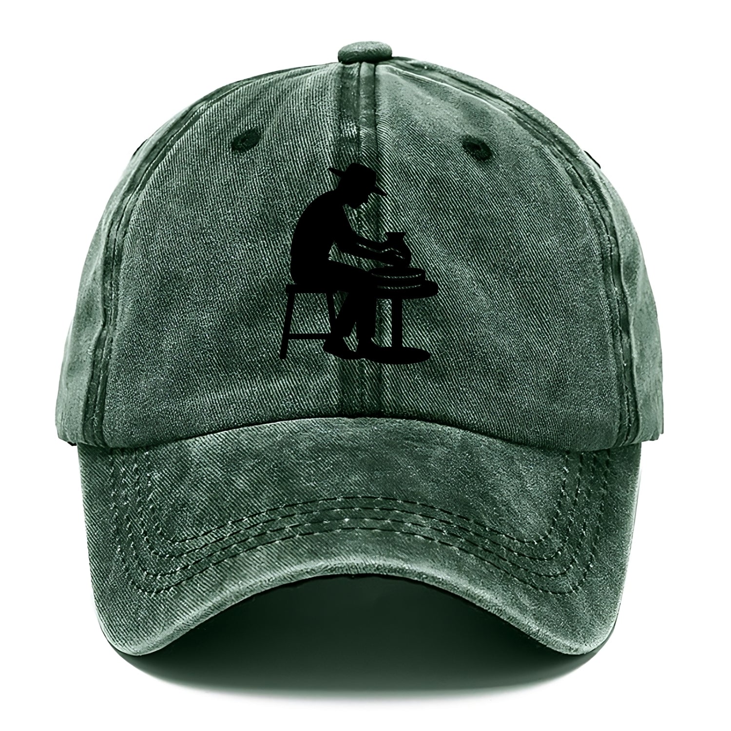 Potter shaping clay on wheel - Classic Cap - Forest Mist(Green)