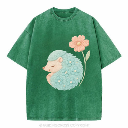 Aqua Hedgehog - Vintage T-shirt - Forest Mist(Green)