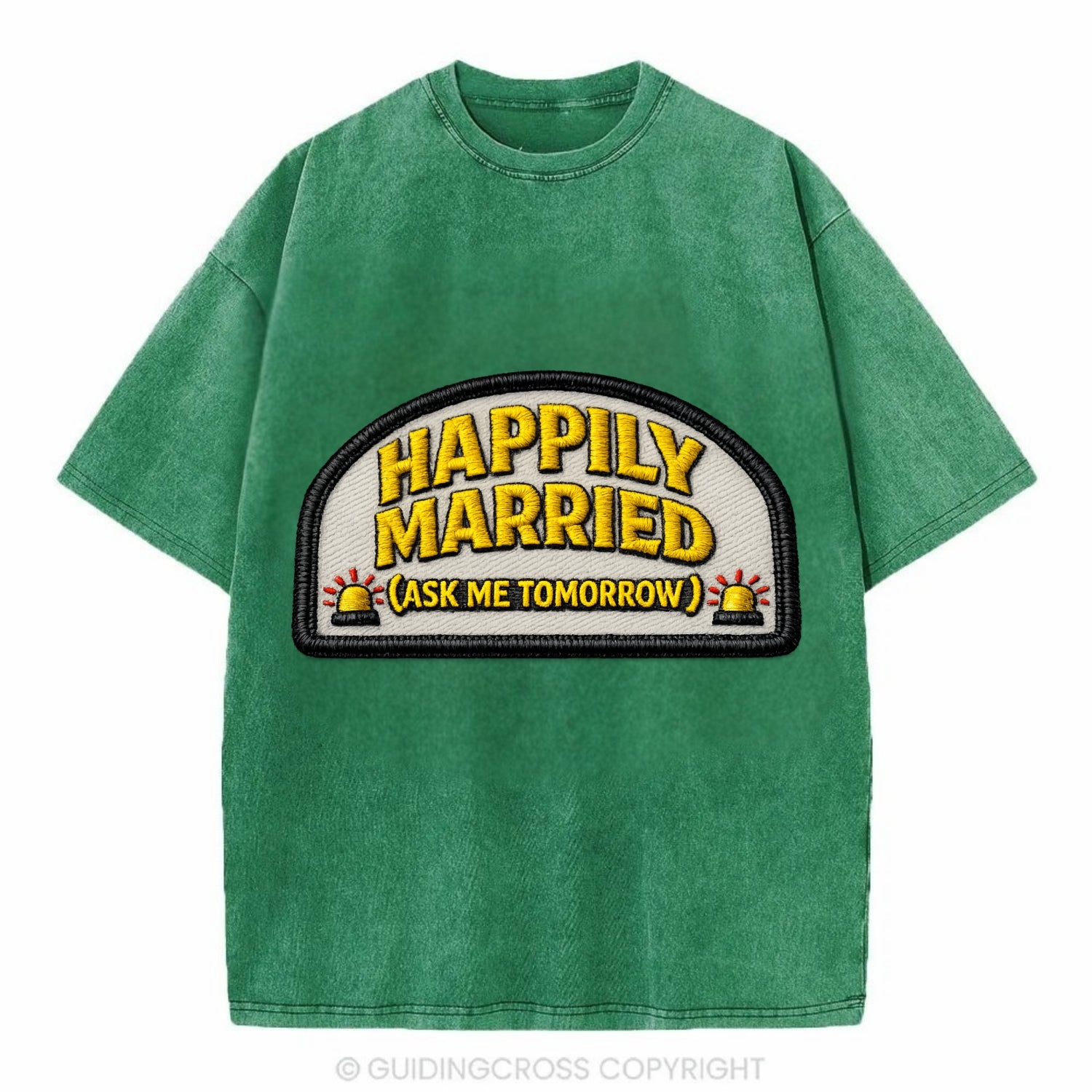 HAPPILY MARRIED  - yellow ask tomorrow - yellow - marital flux - Vintage T-shirt - Forest Mist(Green)